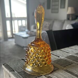 FentonAmber Glass hobnail Decorative Bell